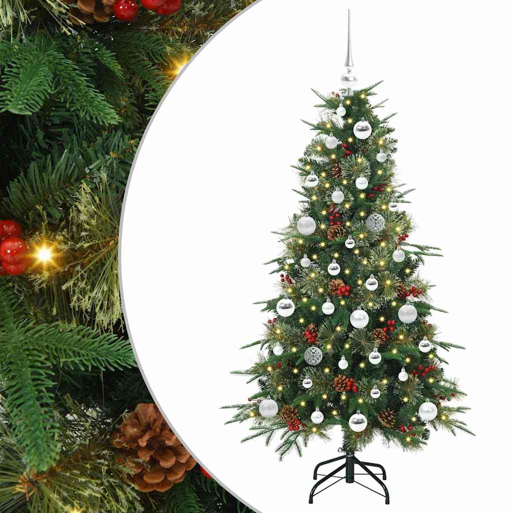Kunstig sammensatt juletre med 150 LED grønn 150 cm PE og PVC