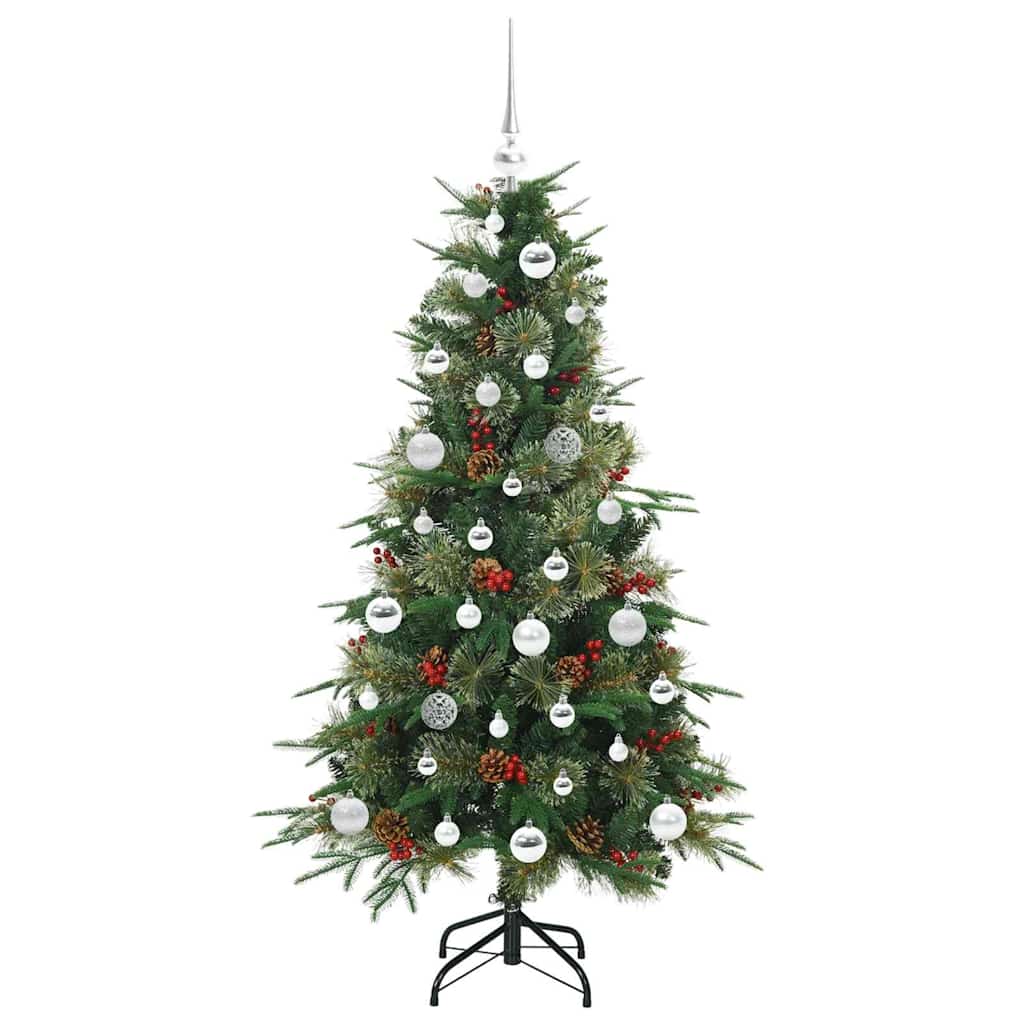 Kunstig sammensatt juletre med 150 LED grønn 150 cm PE og PVC