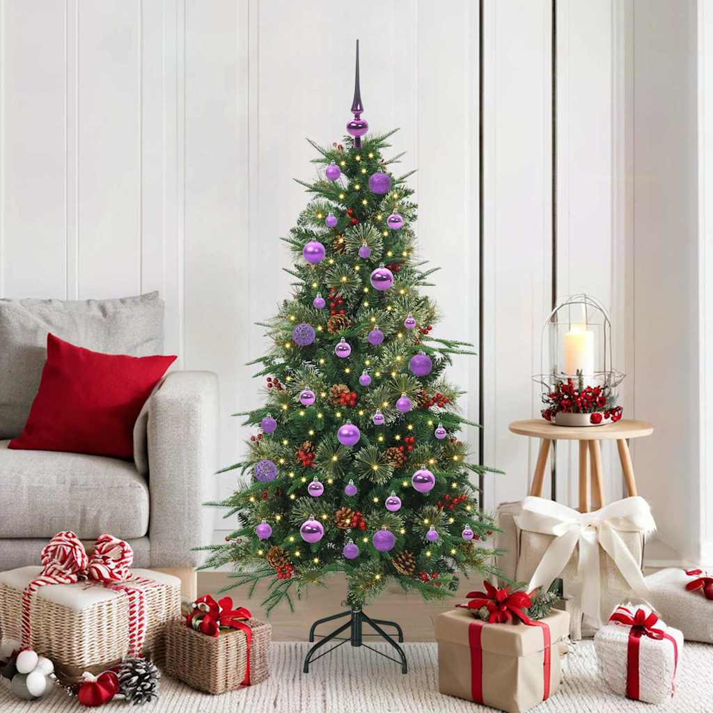 Kunstig sammensatt juletre med 150 LED grønn 150 cm PE og PVC