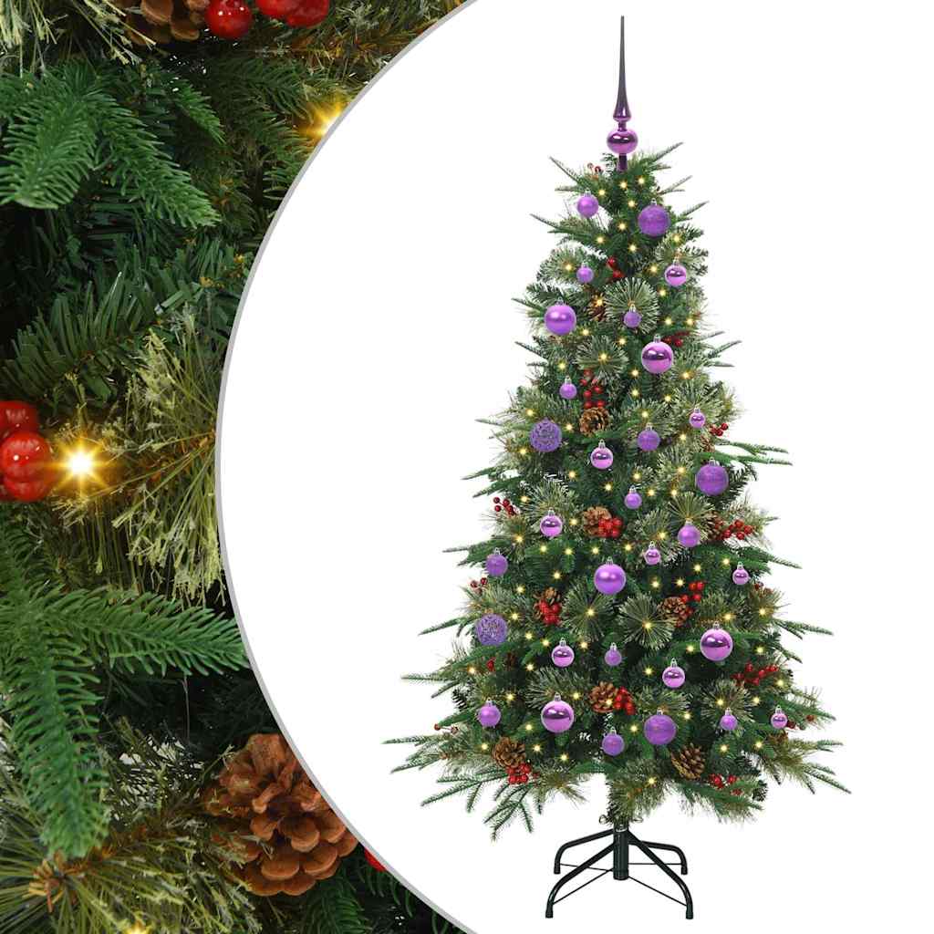 Kunstig sammensatt juletre med 150 LED grønn 150 cm PE og PVC