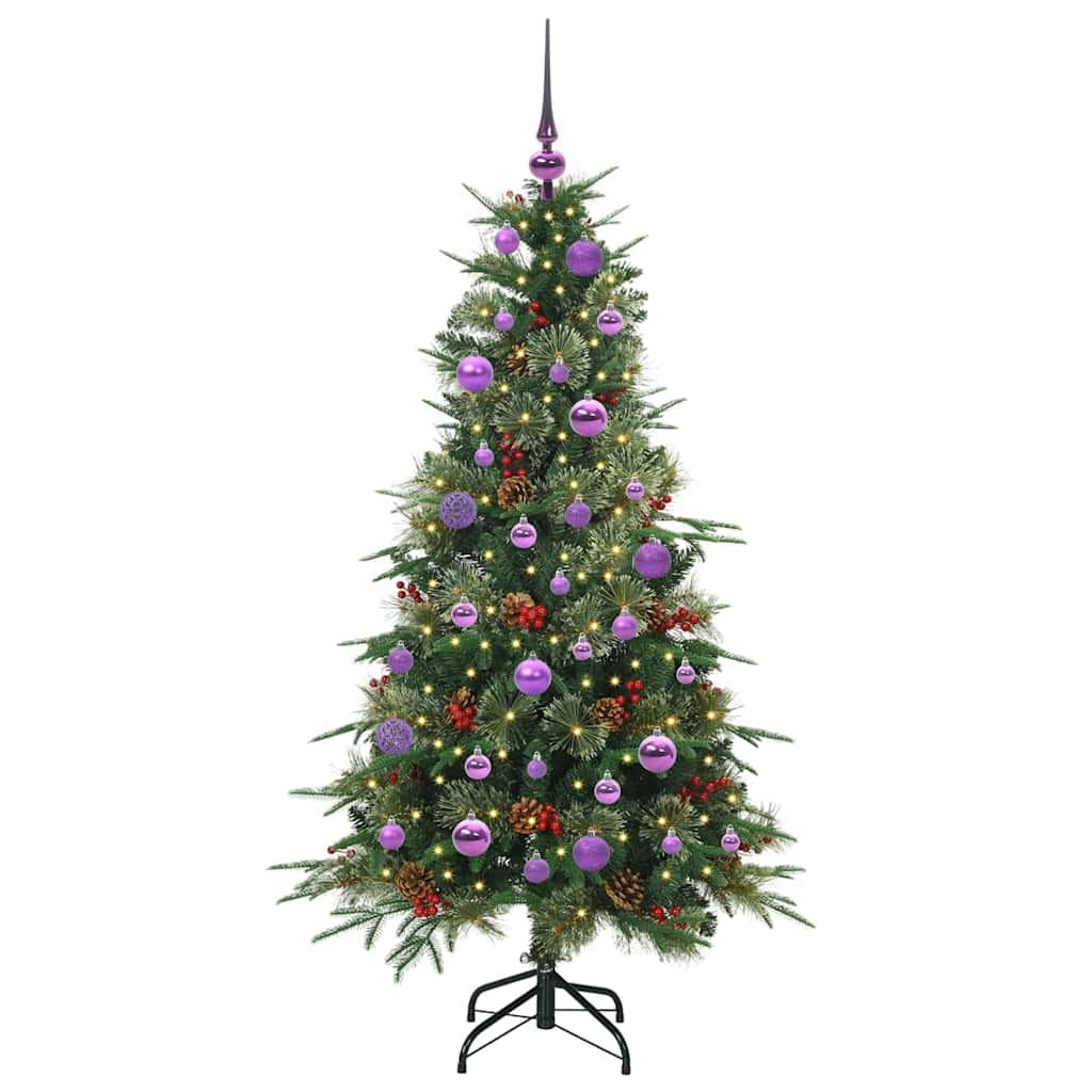 Kunstig sammensatt juletre med 150 LED grønn 150 cm PE og PVC