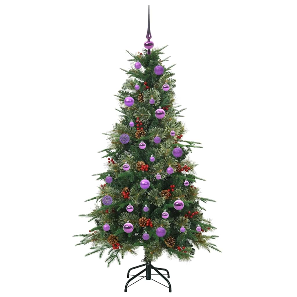 Kunstig sammensatt juletre med 150 LED grønn 150 cm PE og PVC