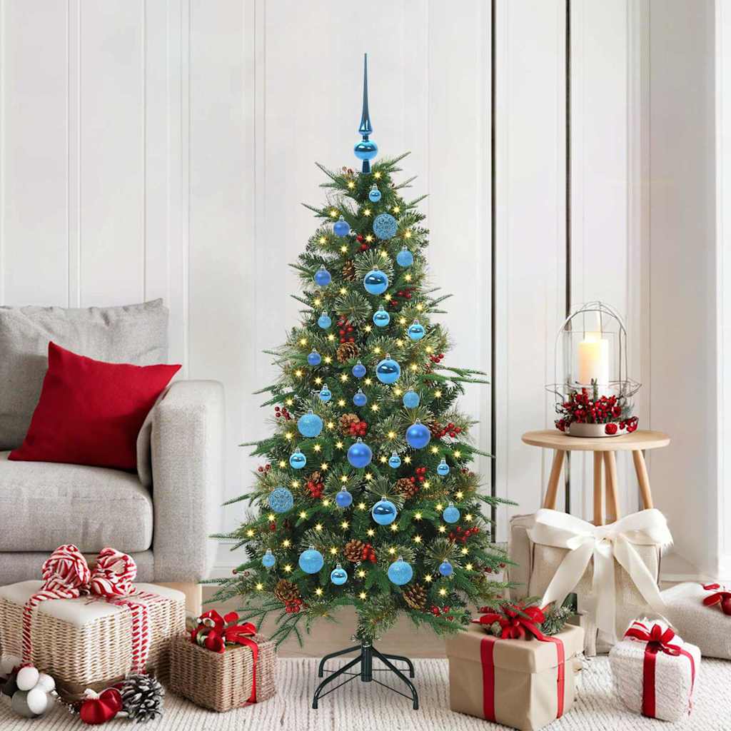 Kunstig sammensatt juletre med 150 LED grønn 150 cm PE og PVC