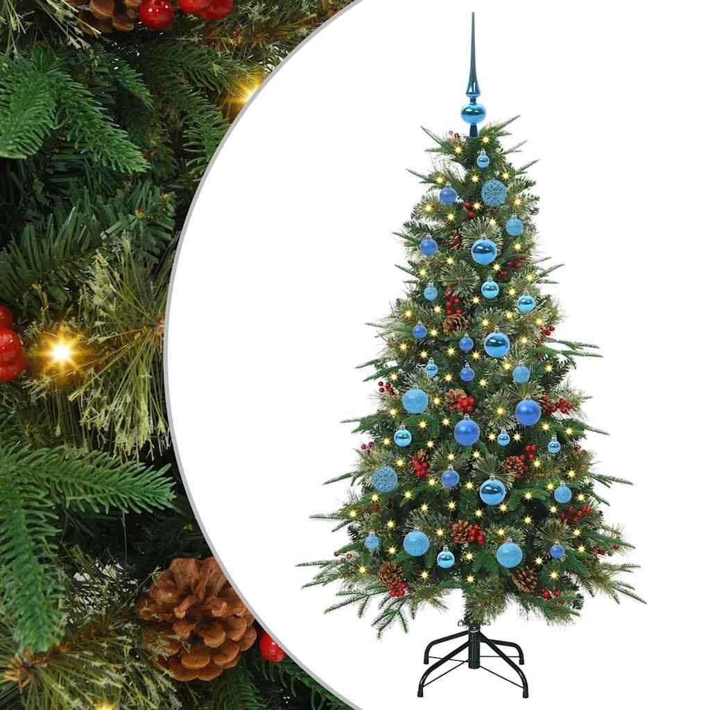 Kunstig sammensatt juletre med 150 LED grønn 150 cm PE og PVC