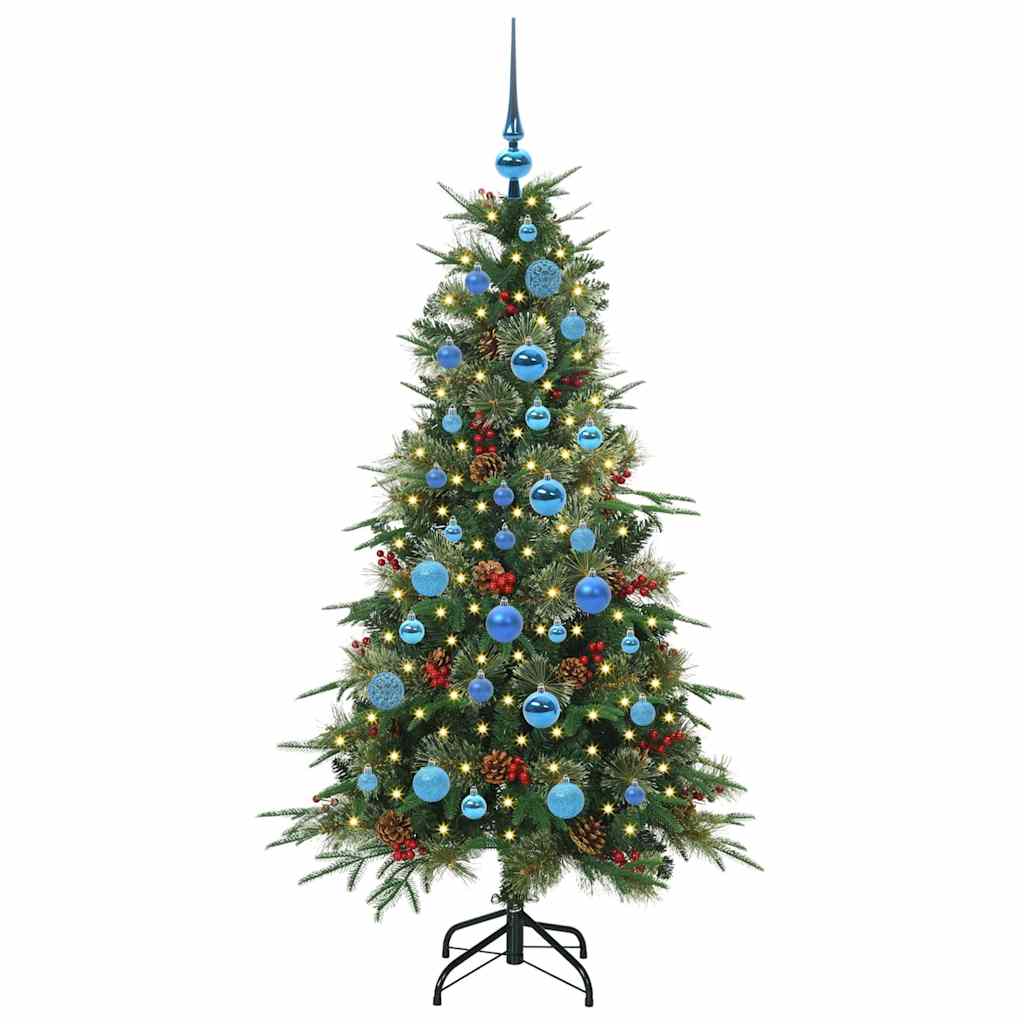 Kunstig sammensatt juletre med 150 LED grønn 150 cm PE og PVC