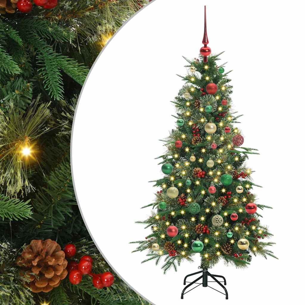 Kunstig sammensatt juletre med 150 LED grønn 150 cm PE og PVC