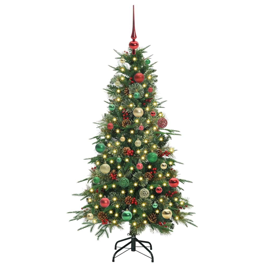 Kunstig sammensatt juletre med 150 LED grønn 150 cm PE og PVC