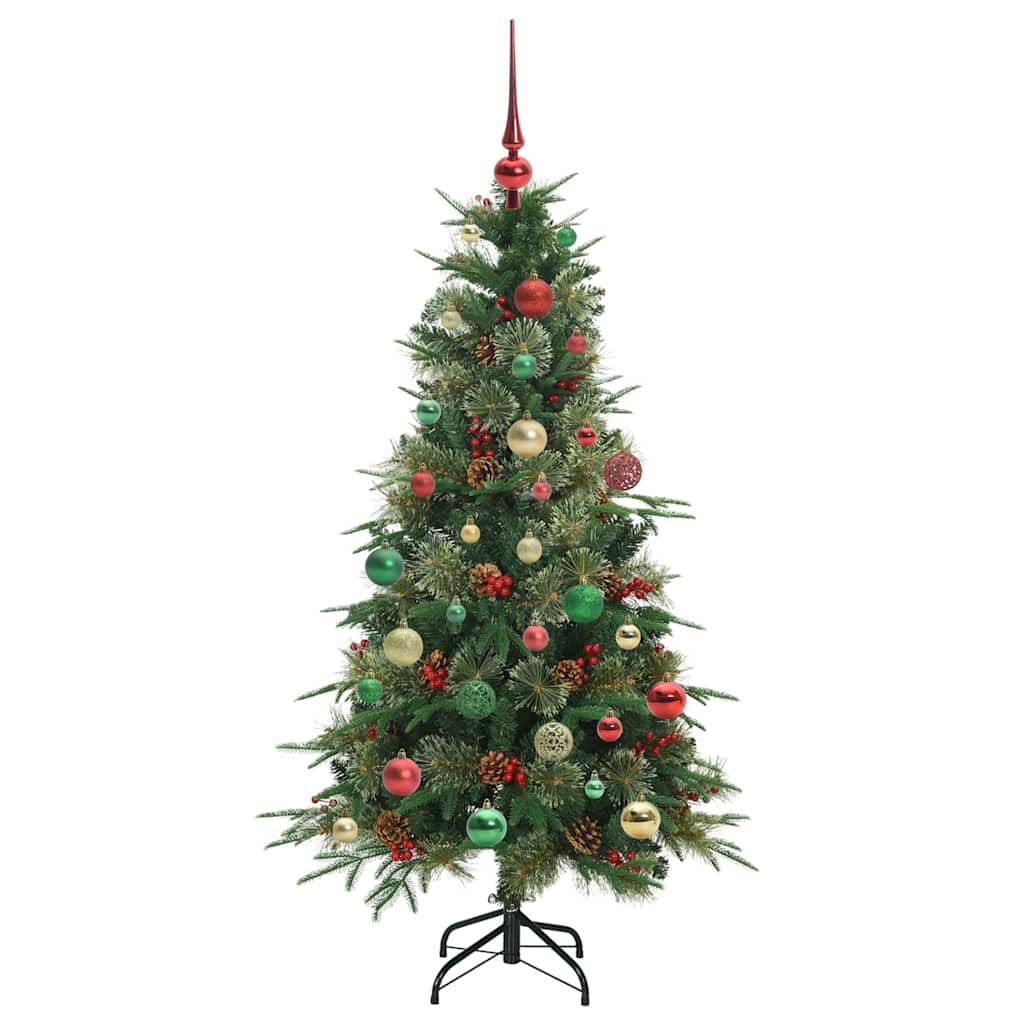 Kunstig sammensatt juletre med 150 LED grønn 150 cm PE og PVC