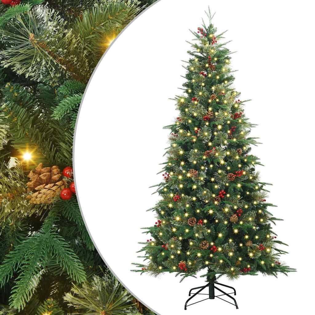 Kunstig sammensatt juletre med 300 LED grønn 180 cm PE og PVC
