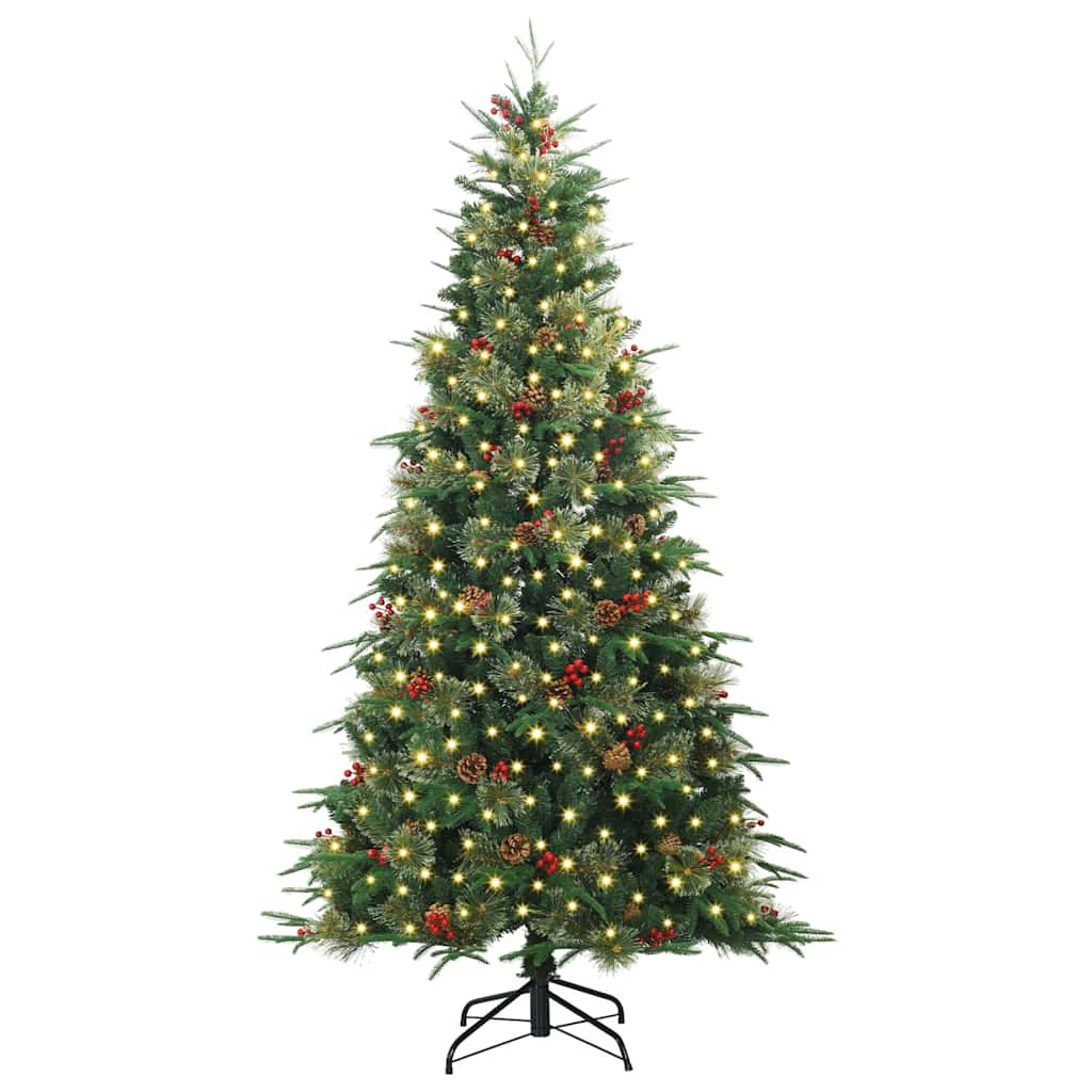 Kunstig sammensatt juletre med 300 LED grønn 180 cm PE og PVC