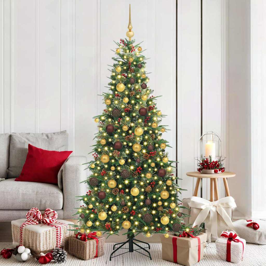 Kunstig sammensatt juletre med 300 LED grønn 180 cm PE og PVC