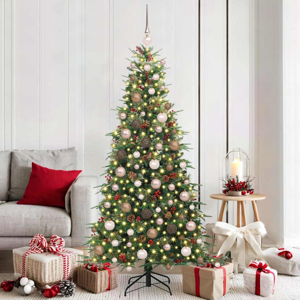 Kunstig sammensatt juletre med 300 LED grønn 180 cm PE og PVC