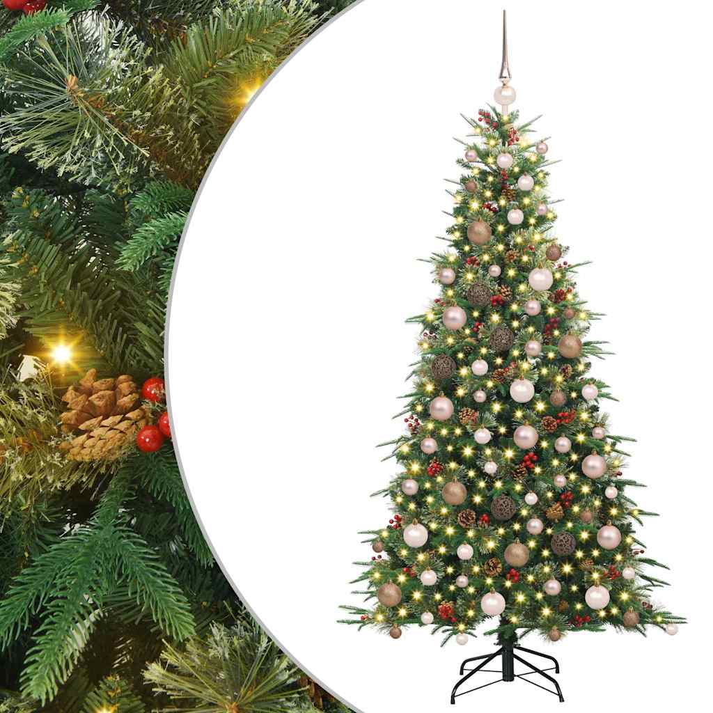 Kunstig sammensatt juletre med 300 LED grønn 180 cm PE og PVC