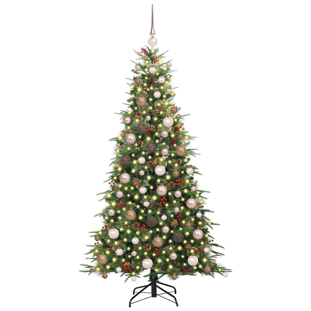 Kunstig sammensatt juletre med 300 LED grønn 180 cm PE og PVC