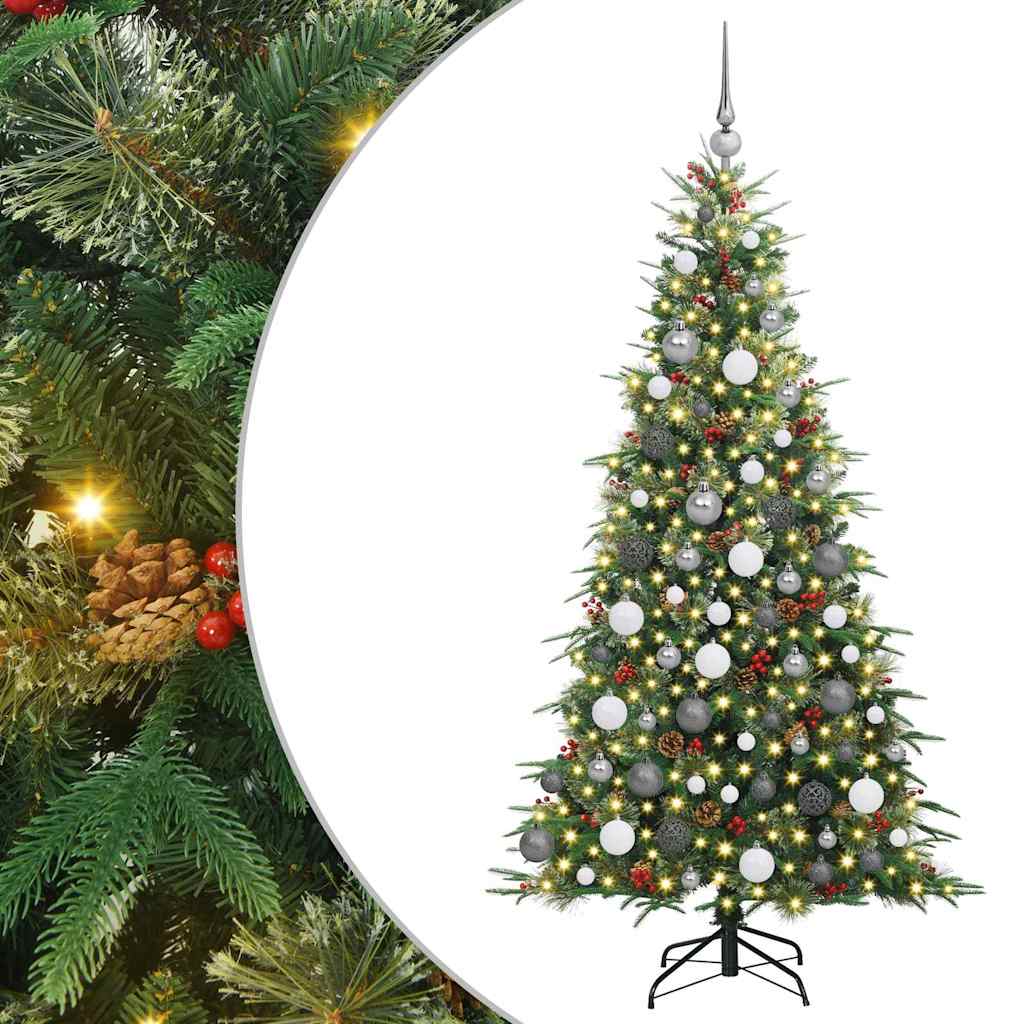 Kunstig sammensatt juletre med 300 LED grønn 180 cm PE og PVC