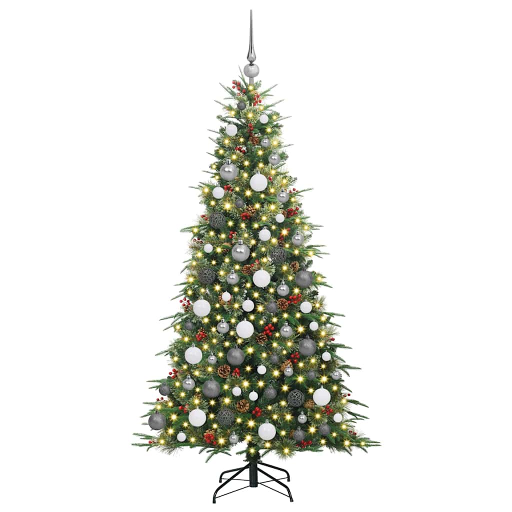 Kunstig sammensatt juletre med 300 LED grønn 180 cm PE og PVC