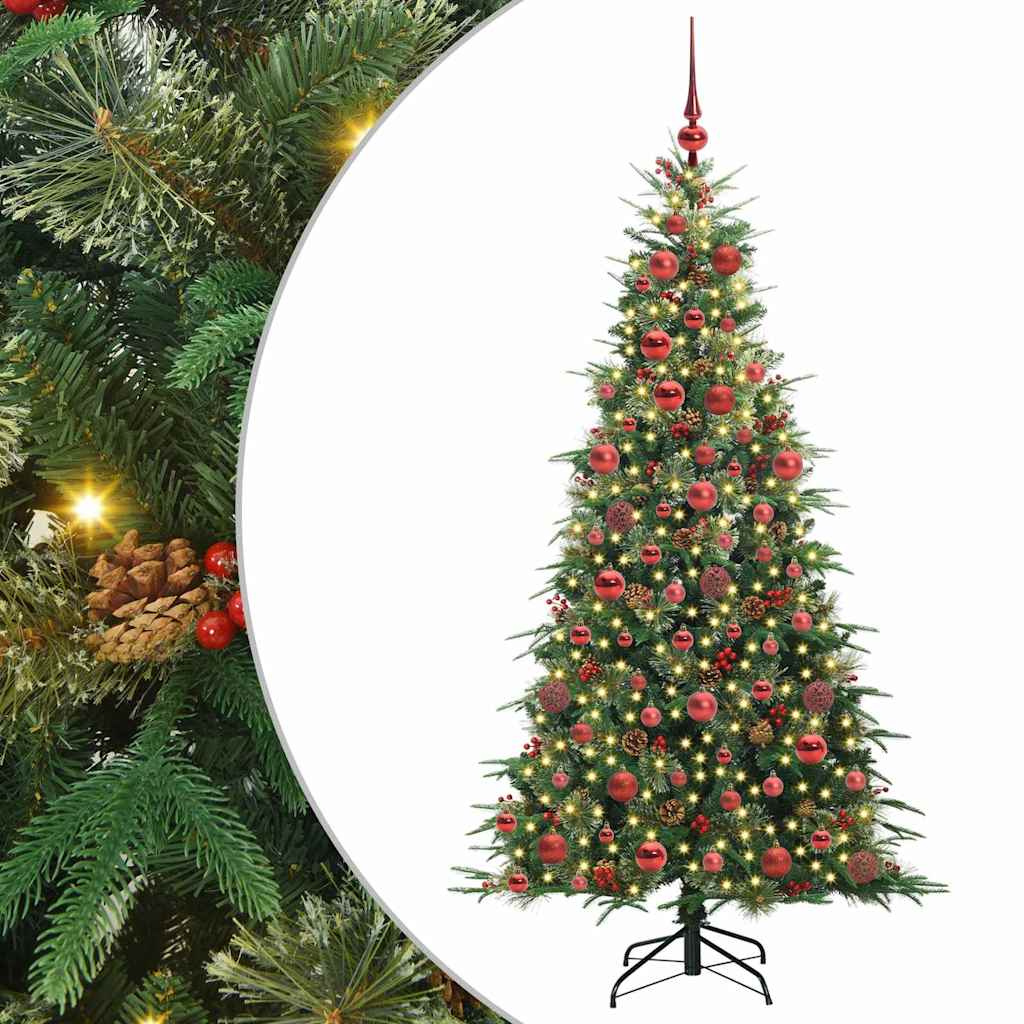Kunstig sammensatt juletre med 300 LED grønn 180 cm PE og PVC