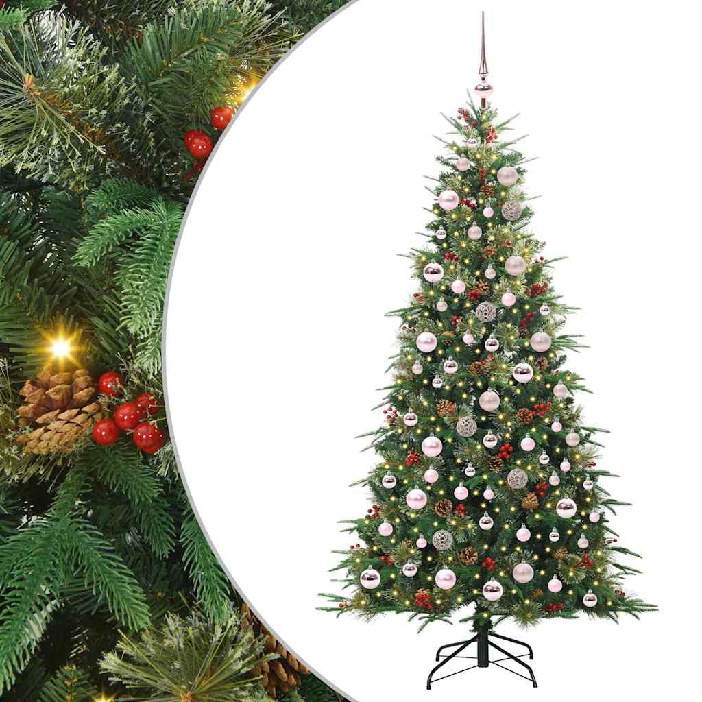 Kunstig sammensatt juletre med 300 LED grønn 180 cm PE og PVC