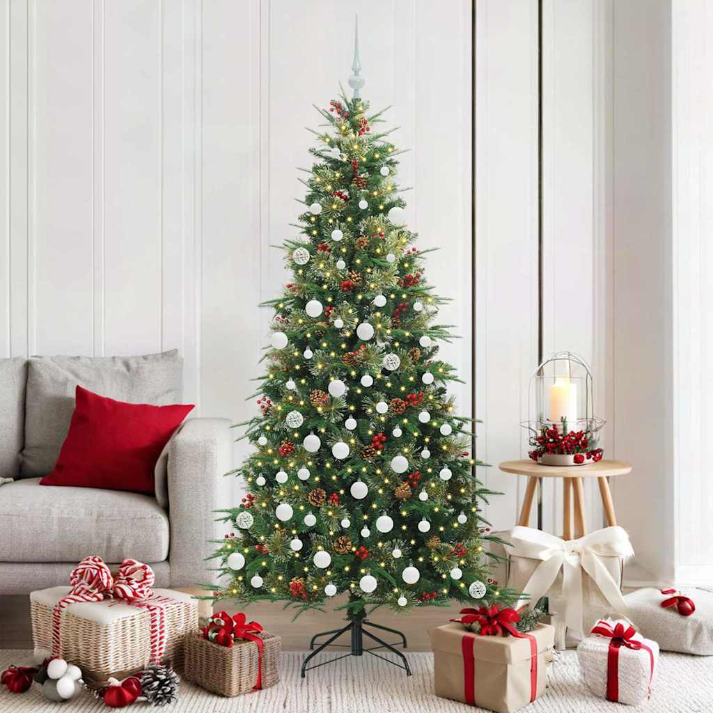 Kunstig sammensatt juletre med 300 LED grønn 180 cm PE og PVC