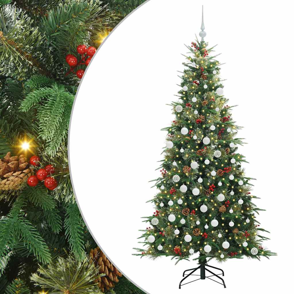Kunstig sammensatt juletre med 300 LED grønn 180 cm PE og PVC