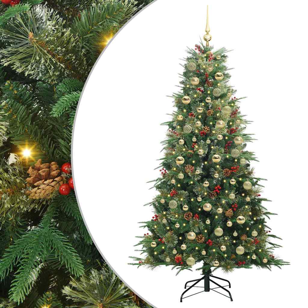 Kunstig sammensatt juletre med 300 LED grønn 180 cm PE og PVC