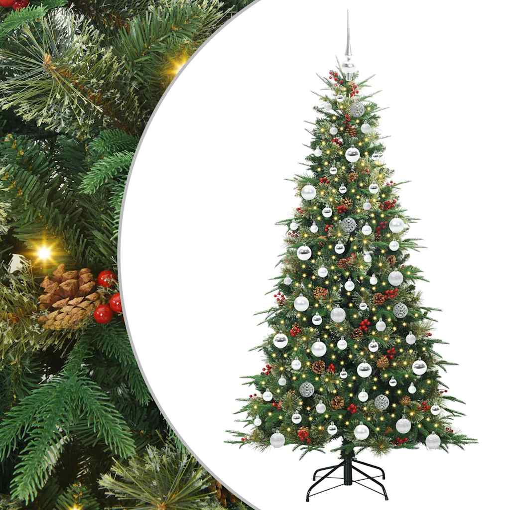 Kunstig sammensatt juletre med 300 LED grønn 180 cm PE og PVC