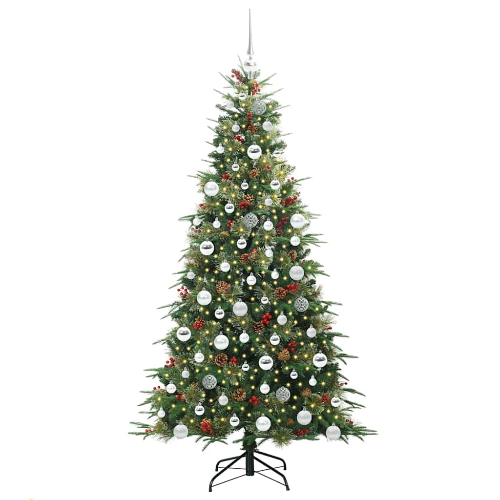 Kunstig sammensatt juletre med 300 LED grønn 180 cm PE og PVC