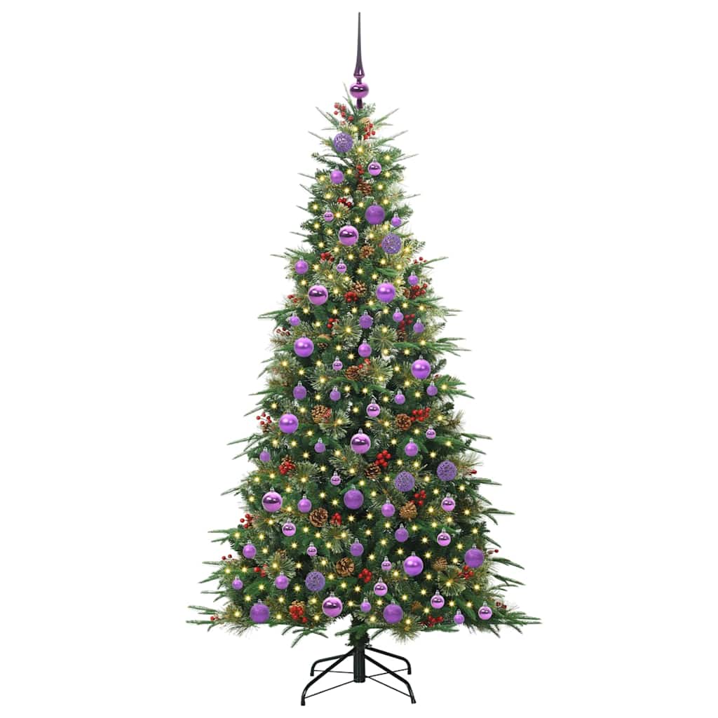 Kunstig sammensatt juletre med 300 LED grønn 180 cm PE og PVC