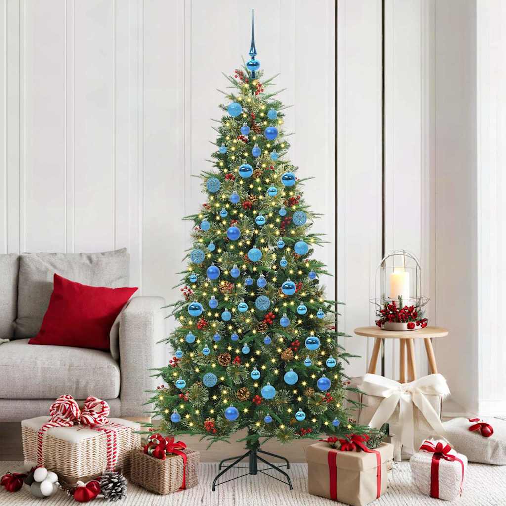 Kunstig sammensatt juletre med 300 LED grønn 180 cm PE og PVC