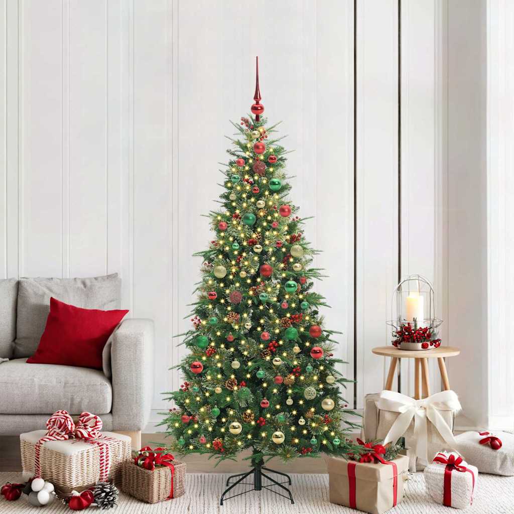 Kunstig sammensatt juletre med 300 LED grønn 180 cm PE og PVC
