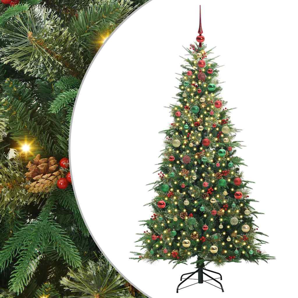Kunstig sammensatt juletre med 300 LED grønn 180 cm PE og PVC