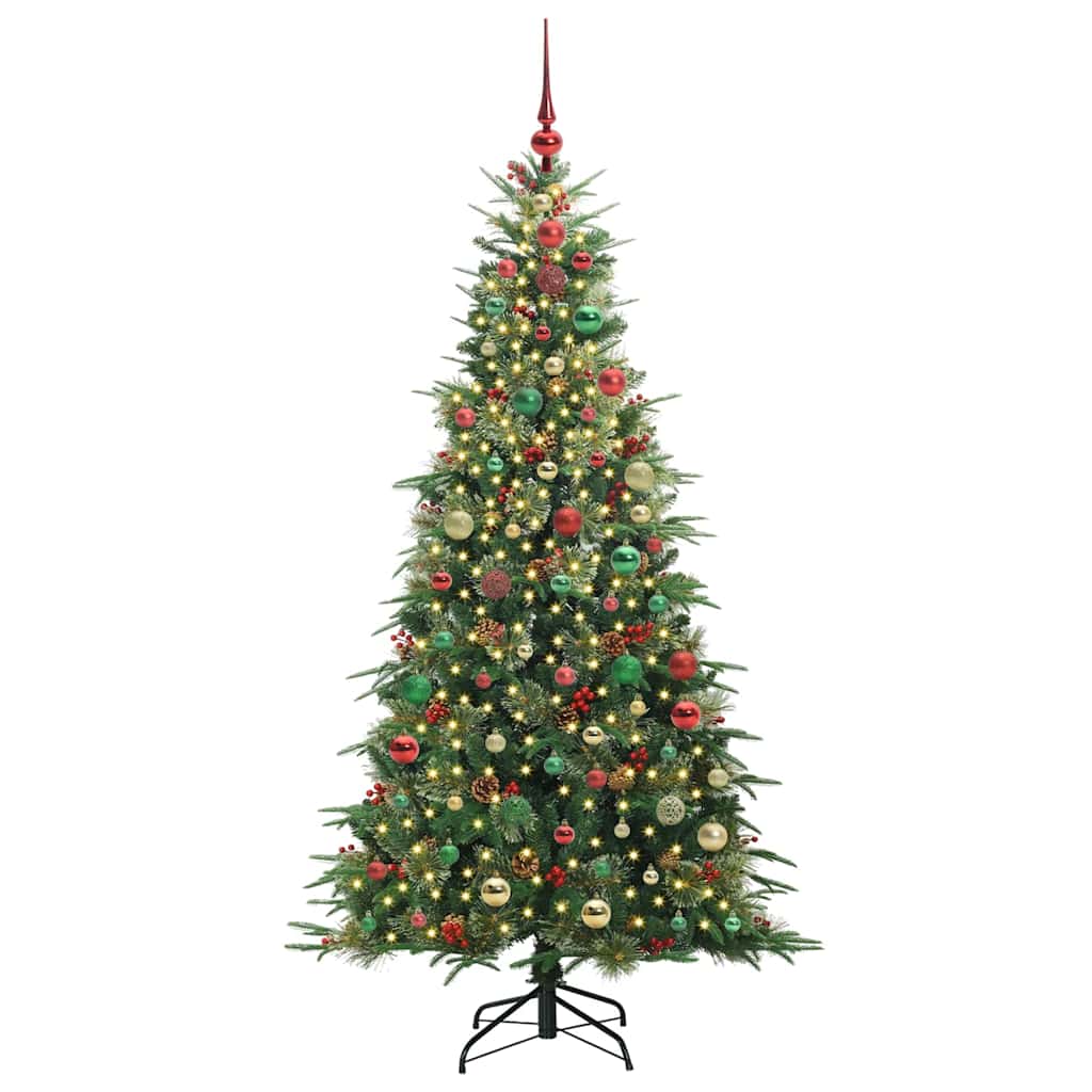 Kunstig sammensatt juletre med 300 LED grønn 180 cm PE og PVC