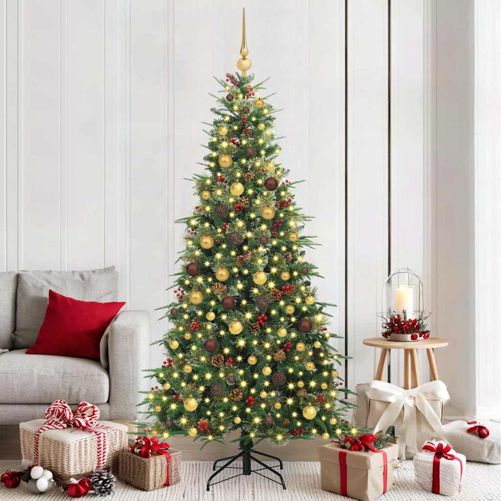 Kunstig sammensatt juletre med 300 LED grønn 210 cm PE og PVC