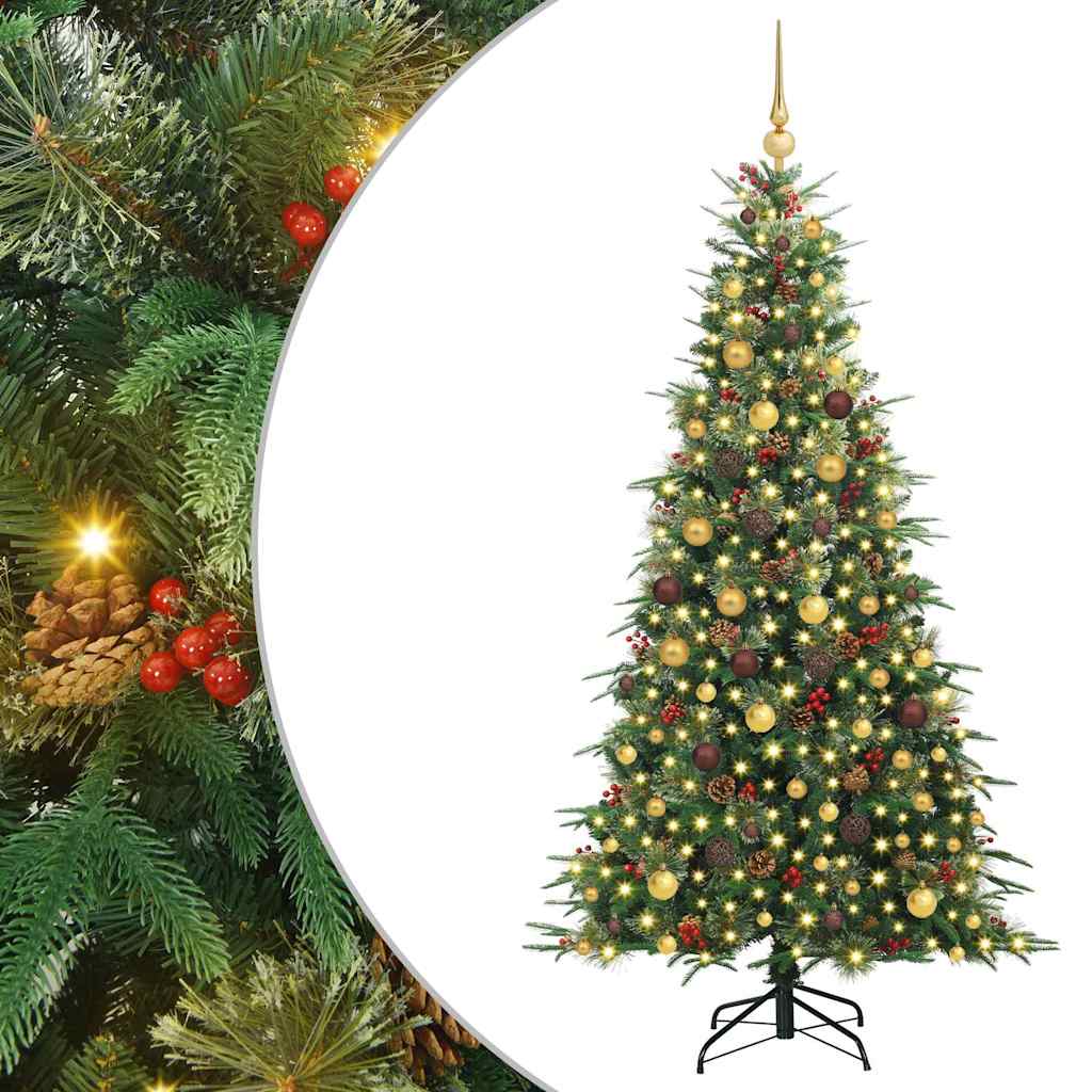 Kunstig sammensatt juletre med 300 LED grønn 210 cm PE og PVC