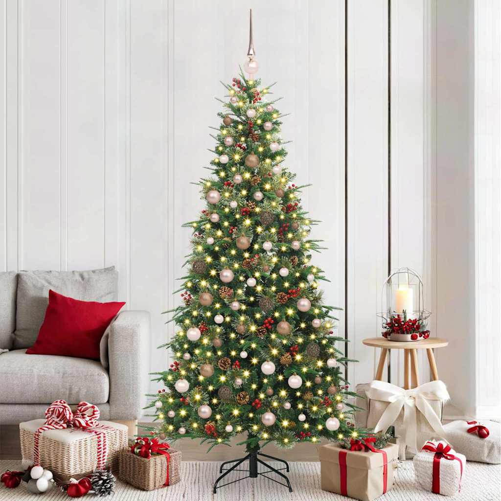 Kunstig sammensatt juletre med 300 LED grønn 210 cm PE og PVC