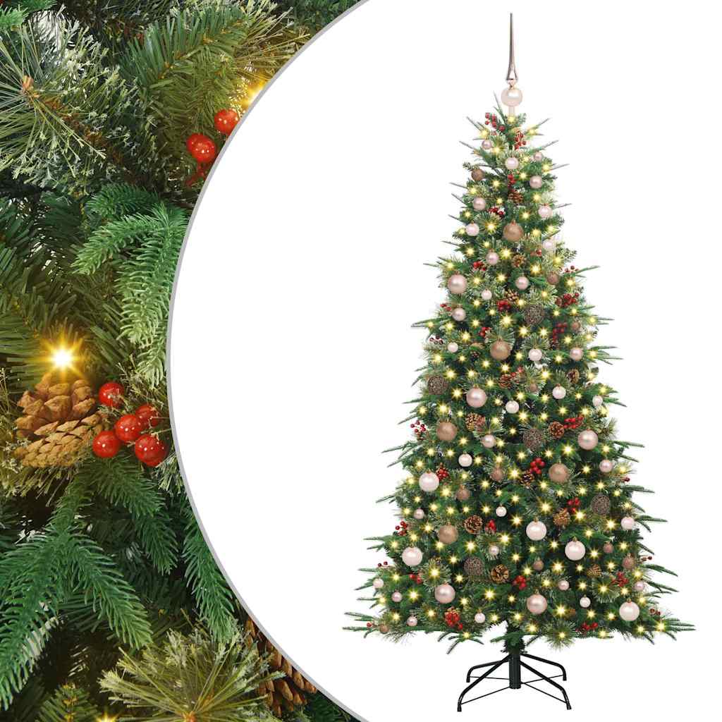 Kunstig sammensatt juletre med 300 LED grønn 210 cm PE og PVC