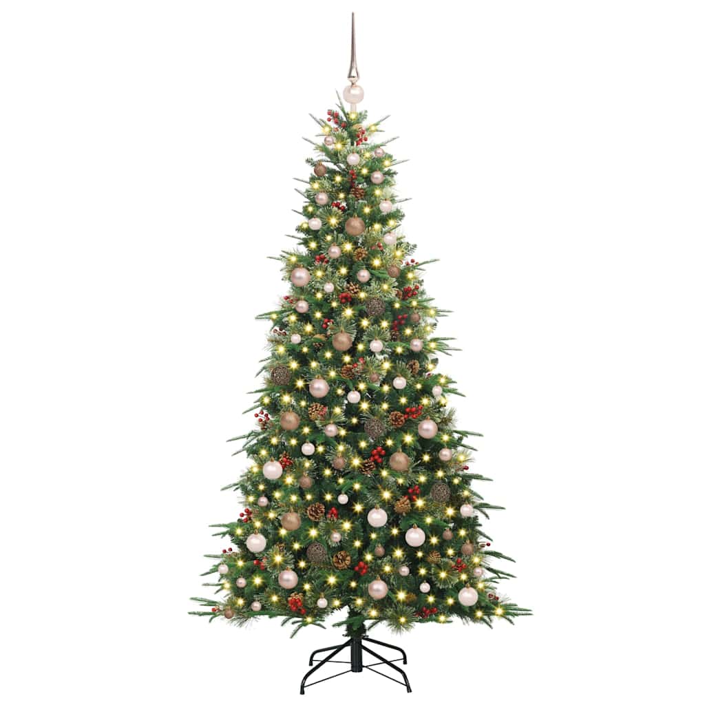 Kunstig sammensatt juletre med 300 LED grønn 210 cm PE og PVC