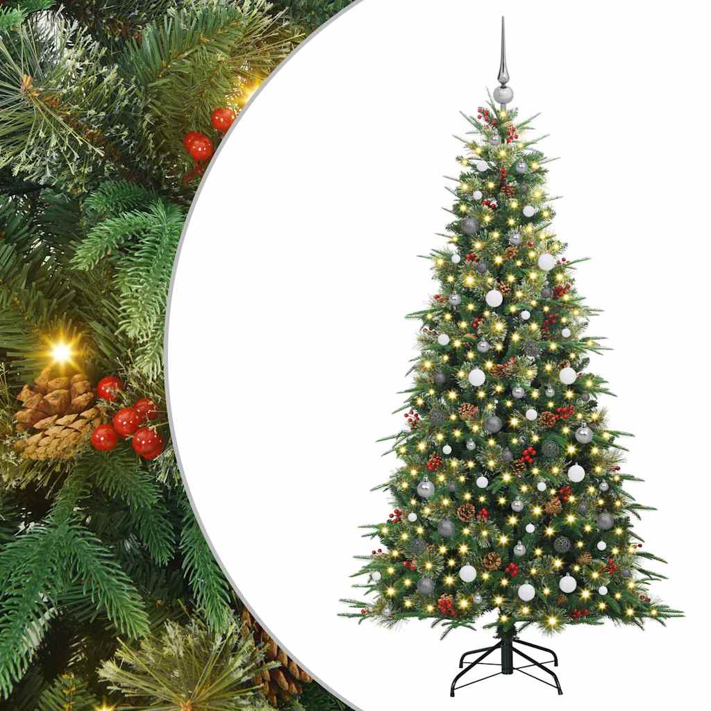 Kunstig sammensatt juletre med 300 LED grønn 210 cm PE og PVC