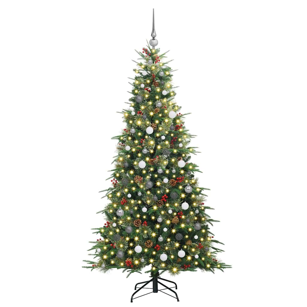 Kunstig sammensatt juletre med 300 LED grønn 210 cm PE og PVC