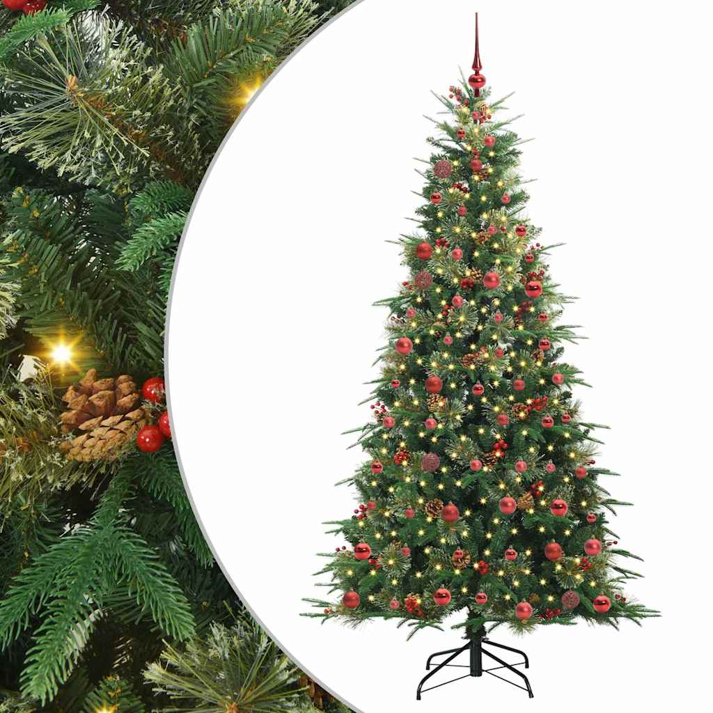 Kunstig sammensatt juletre med 300 LED grønn 210 cm PE og PVC