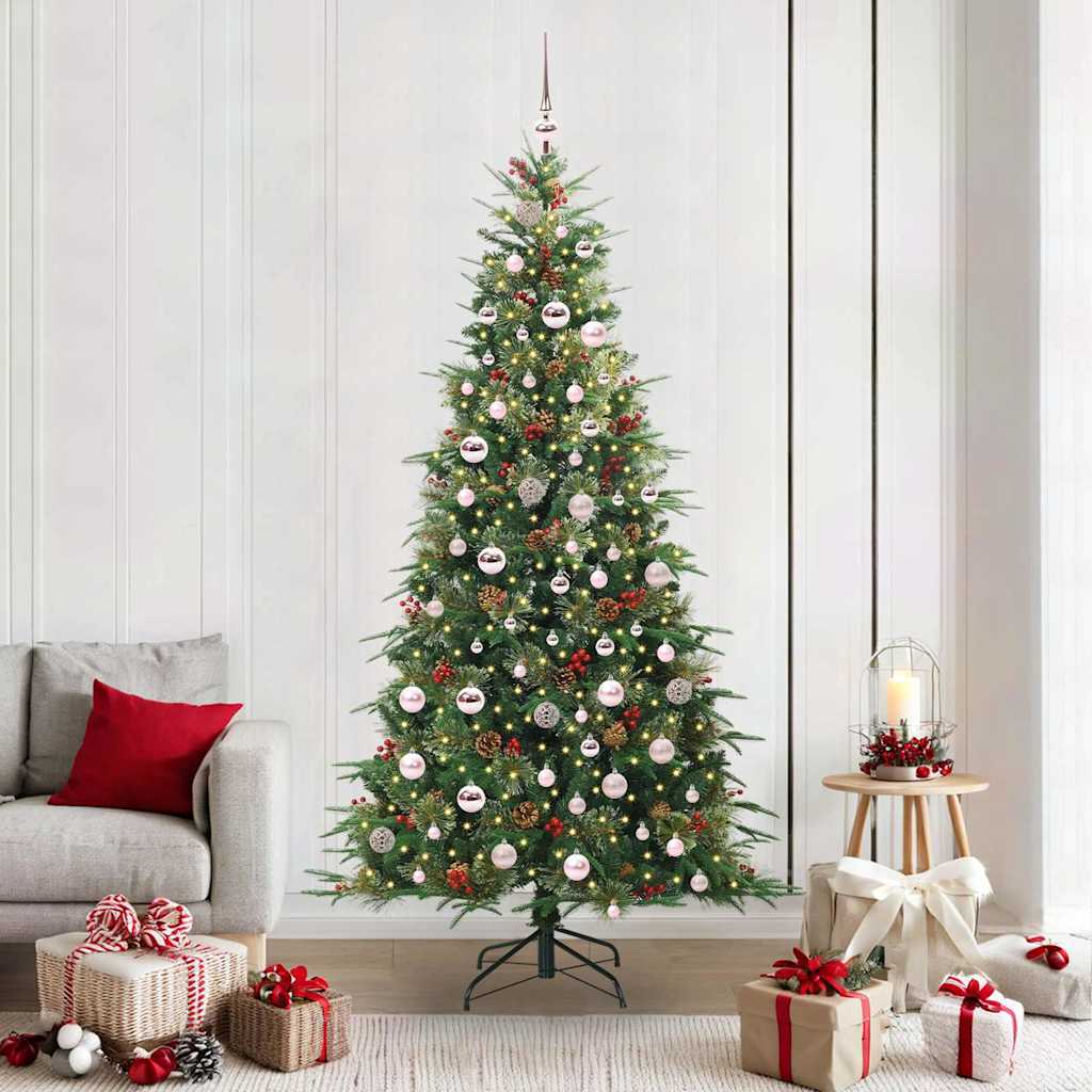 Kunstig sammensatt juletre med 300 LED grønn 210 cm PE og PVC