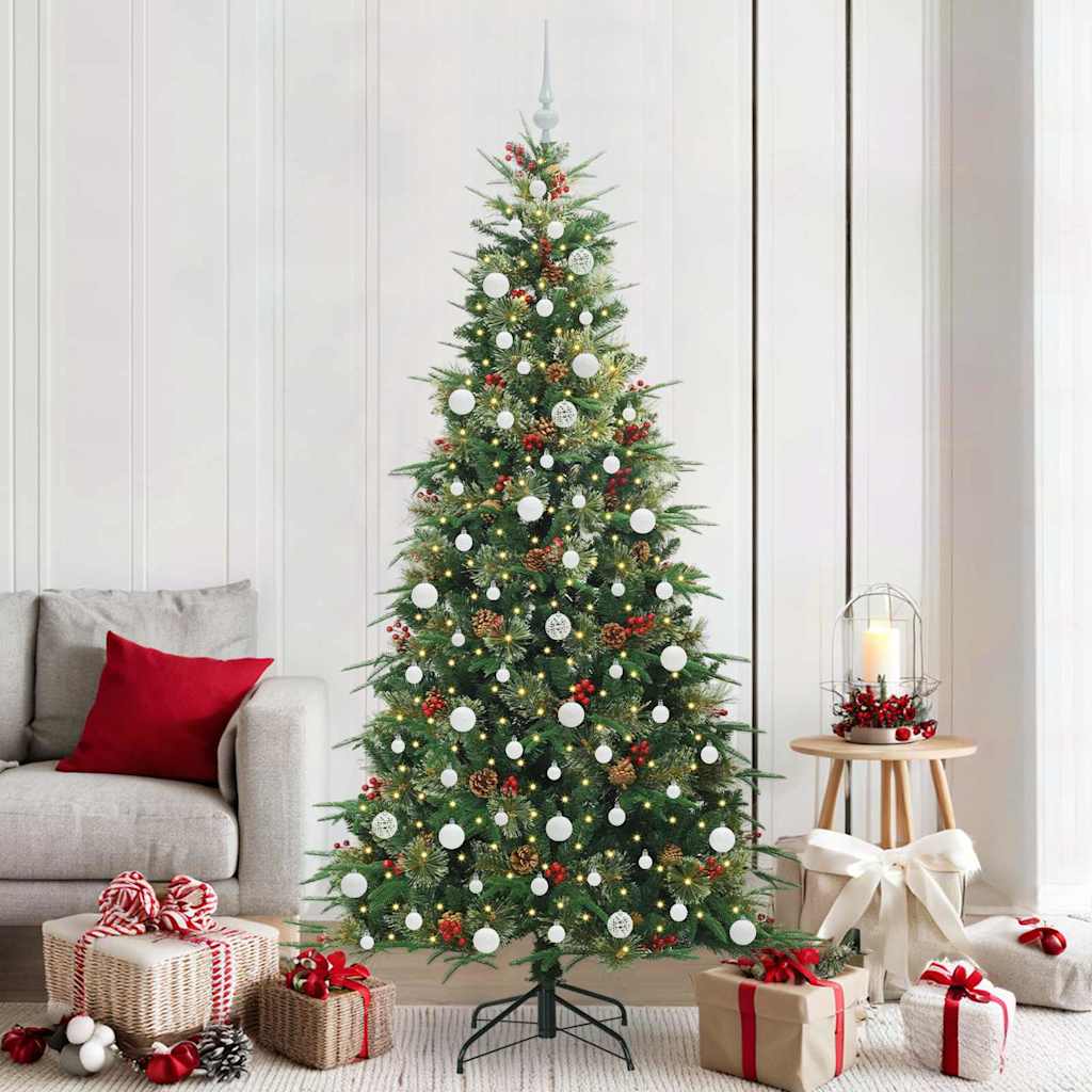 Kunstig sammensatt juletre med 300 LED grønn 210 cm PE og PVC