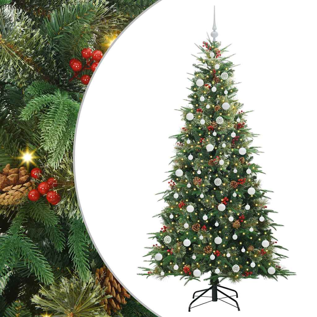 Kunstig sammensatt juletre med 300 LED grønn 210 cm PE og PVC