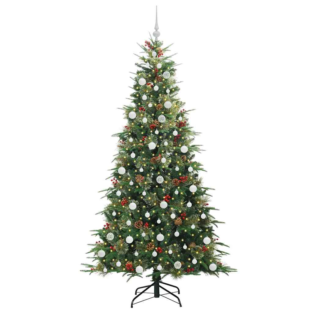 Kunstig sammensatt juletre med 300 LED grønn 210 cm PE og PVC