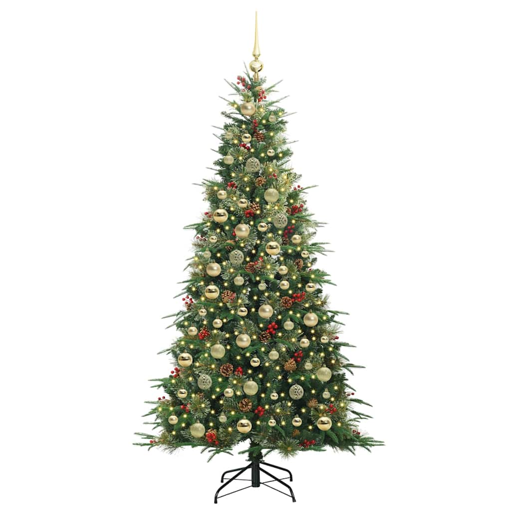 Kunstig sammensatt juletre med 300 LED grønn 210 cm PE og PVC