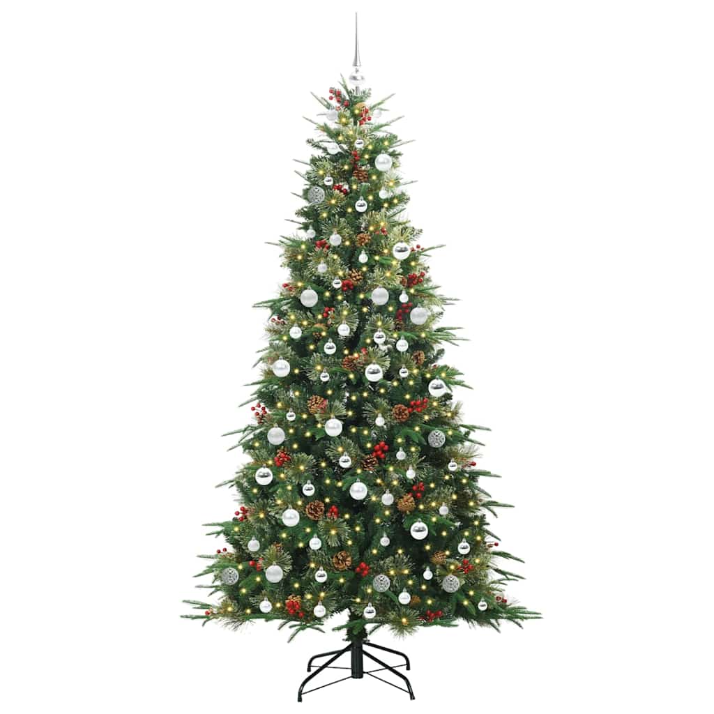 Kunstig sammensatt juletre med 300 LED grønn 210 cm PE og PVC