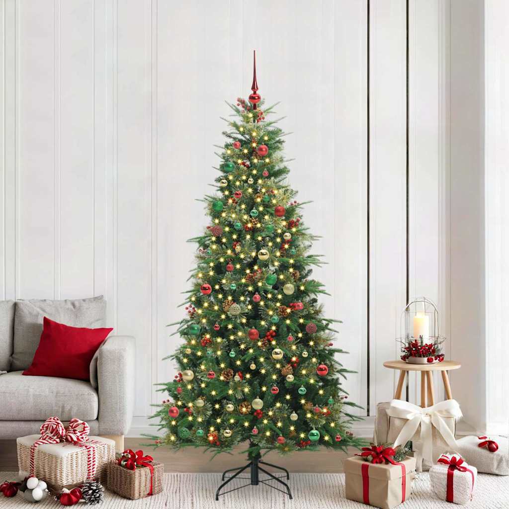 Kunstig sammensatt juletre med 300 LED grønn 210 cm PE og PVC