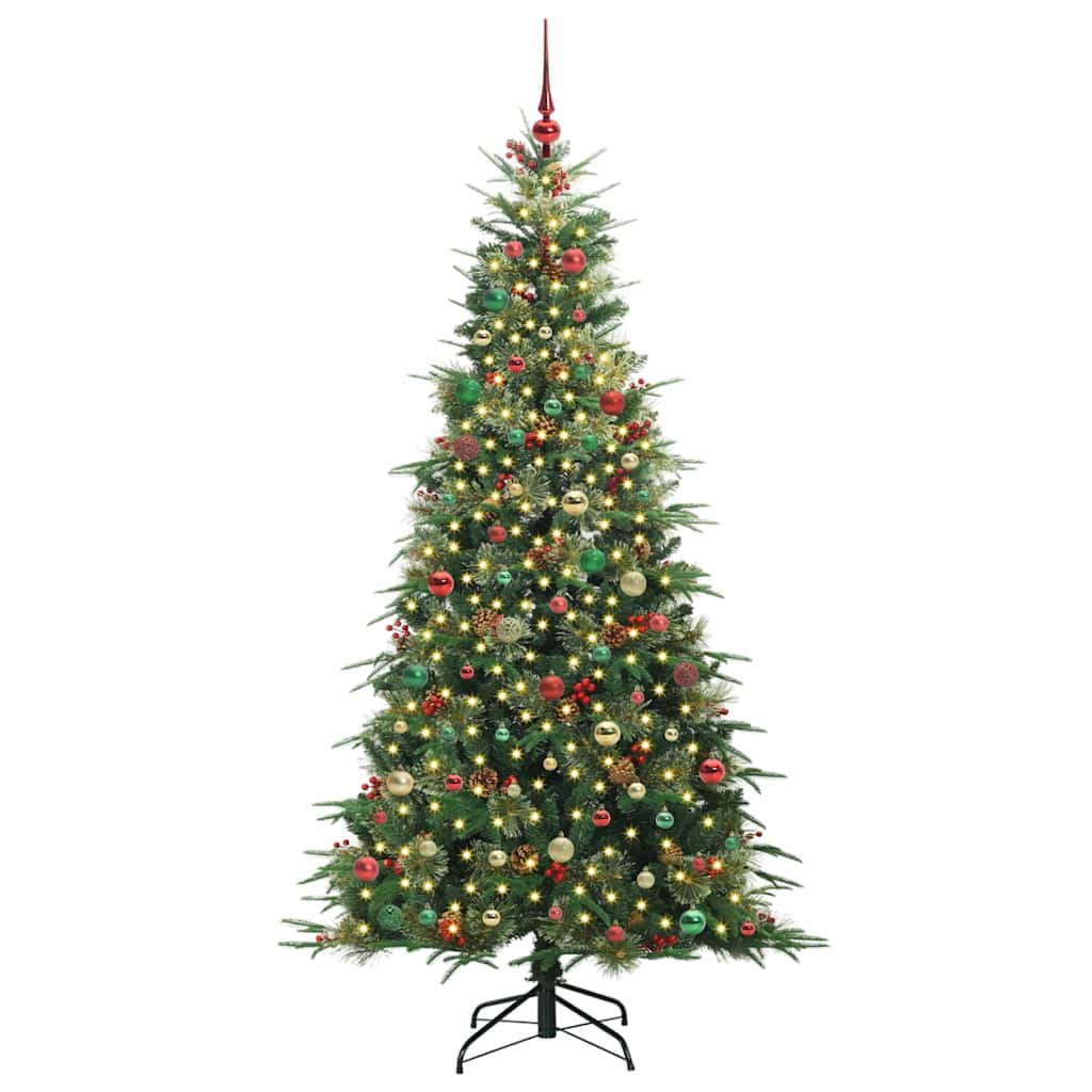 Kunstig sammensatt juletre med 300 LED grønn 210 cm PE og PVC