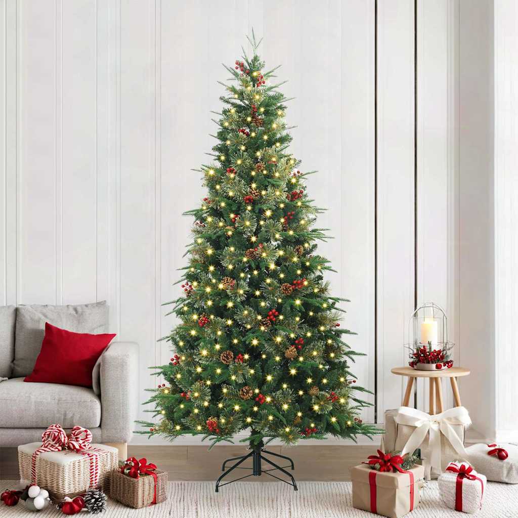 Kunstig sammensatt juletre med 300 LED grønn 240 cm PE og PVC