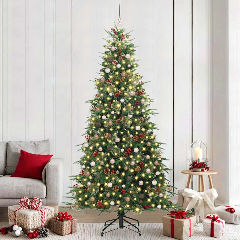 Kunstig sammensatt juletre med 300 LED grønn 240 cm PE og PVC